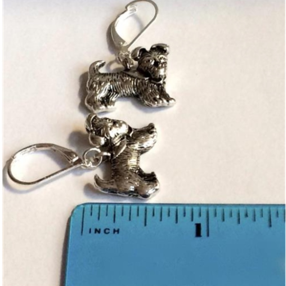 Silver Terrier Dog Earrings Puppy Schnauzer Scotty - Picture 6 of 6